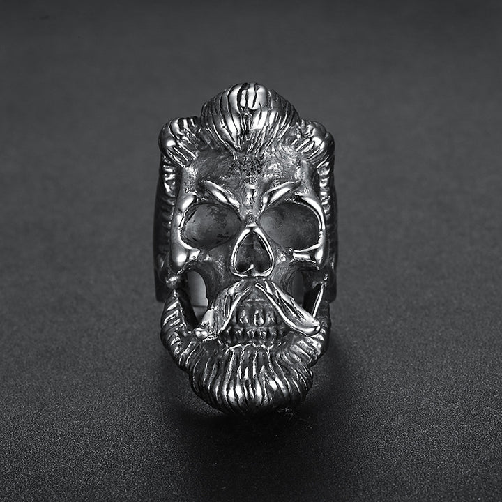Retro Beard Skull Ring Stainless Steel Steel color