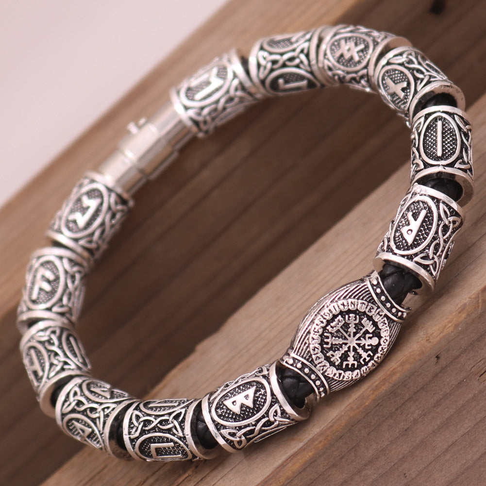 Viking Odin Rune Compass Beard Bead Bracelet