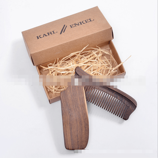Folding comb beard comb black gold sandalwood comb hairdressing comb sandalwood