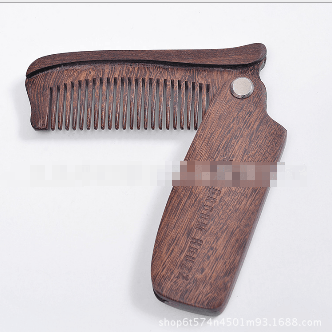 Folding comb beard comb black gold sandalwood comb hairdressing comb sandalwood Wood color