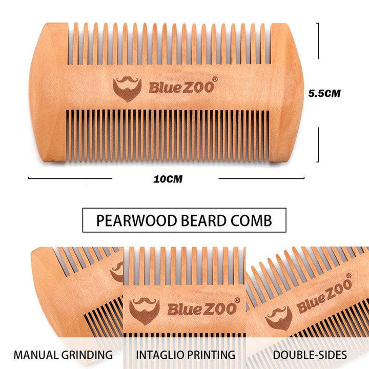 Pear Wood Double-sided Log Color Beard Comb Beard Portable Comb